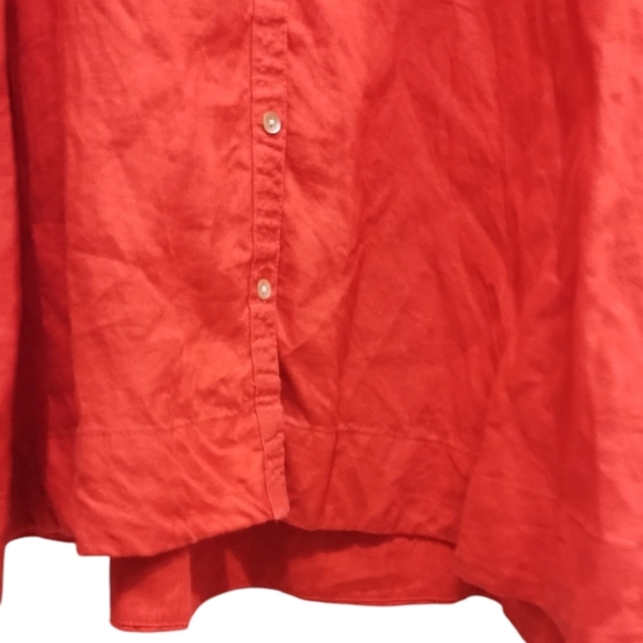 Joie 100% Linen Red- Orange Button-Up Tunic Dress - Picture 10 of 11
